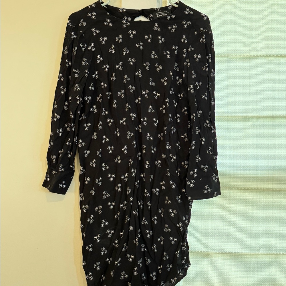 & Other Stories Navy Dress with White Floral Pattern